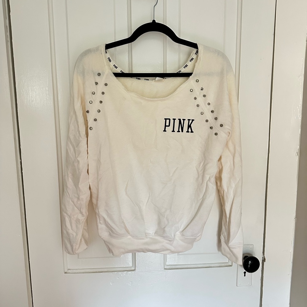 PINK Victoria's Secret Cream Studded Women's pullover sweatshirt
